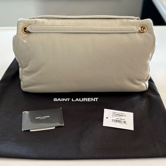 YVES SAINT LAURENT YSL LARGE CALYPSO LEATHER BAG CREMA SOFT NEW - Picture 9 of 16